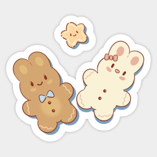 Cute Kawaii Gingerbread Bunny | Blue Sticker